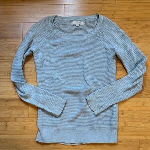 LOFT Women's Light Blue Knit Crew Neck Sweater
